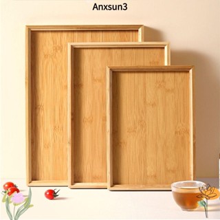 Anxsun3 ถาดไม้ไผ่, จานอาหารค่ําสี่เหลี่ยมไม้, สีทึบอุปกรณ์คร…