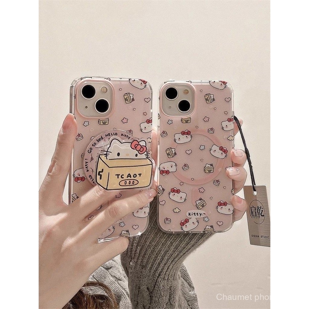 แมวสีชมพูพร้อมขาตั้งแม่เหล็ก รองรับเคสโทรศัพท์แม่เหล็ก iPhone 15 Pro Max 13/กันกระแทก 14 Plus/รูใหญ่ 12/11 เคสนุ่ม 8P น่ารัก XS R5TA - รูปที่ 7