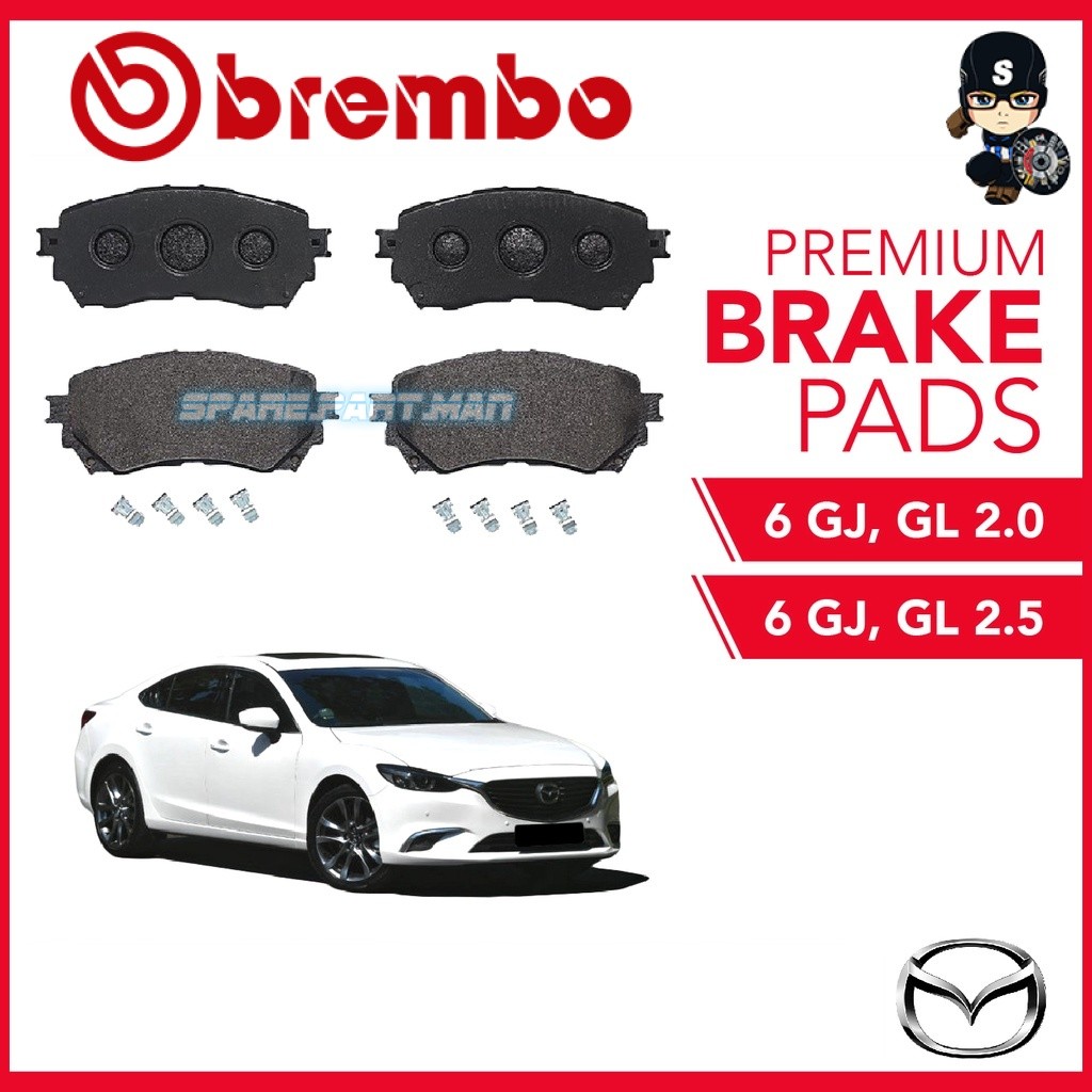 ผ้าเบรคหน้า BREMBO (1 ชุด) - Mazda 6 GJ, GL13-17 2.0 Mazda 6 GJ, GL13-17 2.5
