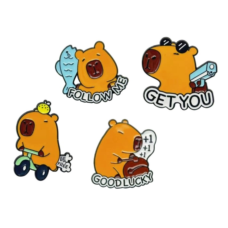 Niki 4pcs Elegant Capybara Lapel Pin Handmade สัตว์เข็มกลัด Stylish Corsage Badge แฟชั่นอุปกรณ์เสริม