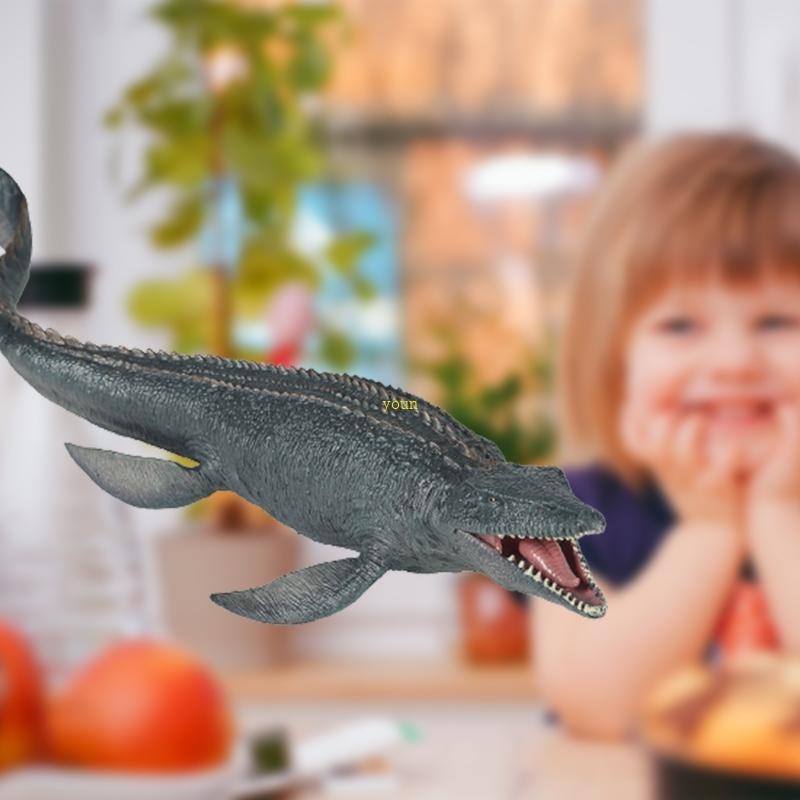Youn 1PC ของเล่นไดโนเสาร์ตัวเลขที่สมจริงเด็กวัยหัดเดินของเล่น Jurassic Mosasaurus