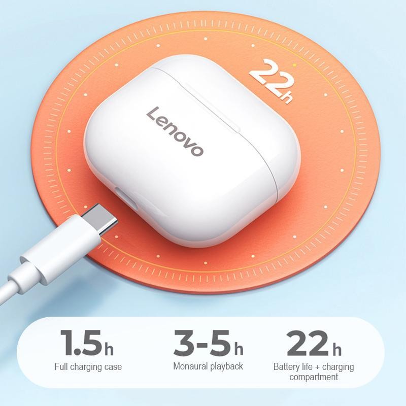 เสียงเพราะ Lenovo LP40 miniหูฟังไร้สายขนาดเล็ก หูฟังบลูทูธลำกล้องต่ำ หูฟังบลูทูธไร้สายสเตอริโอพร้อมไ