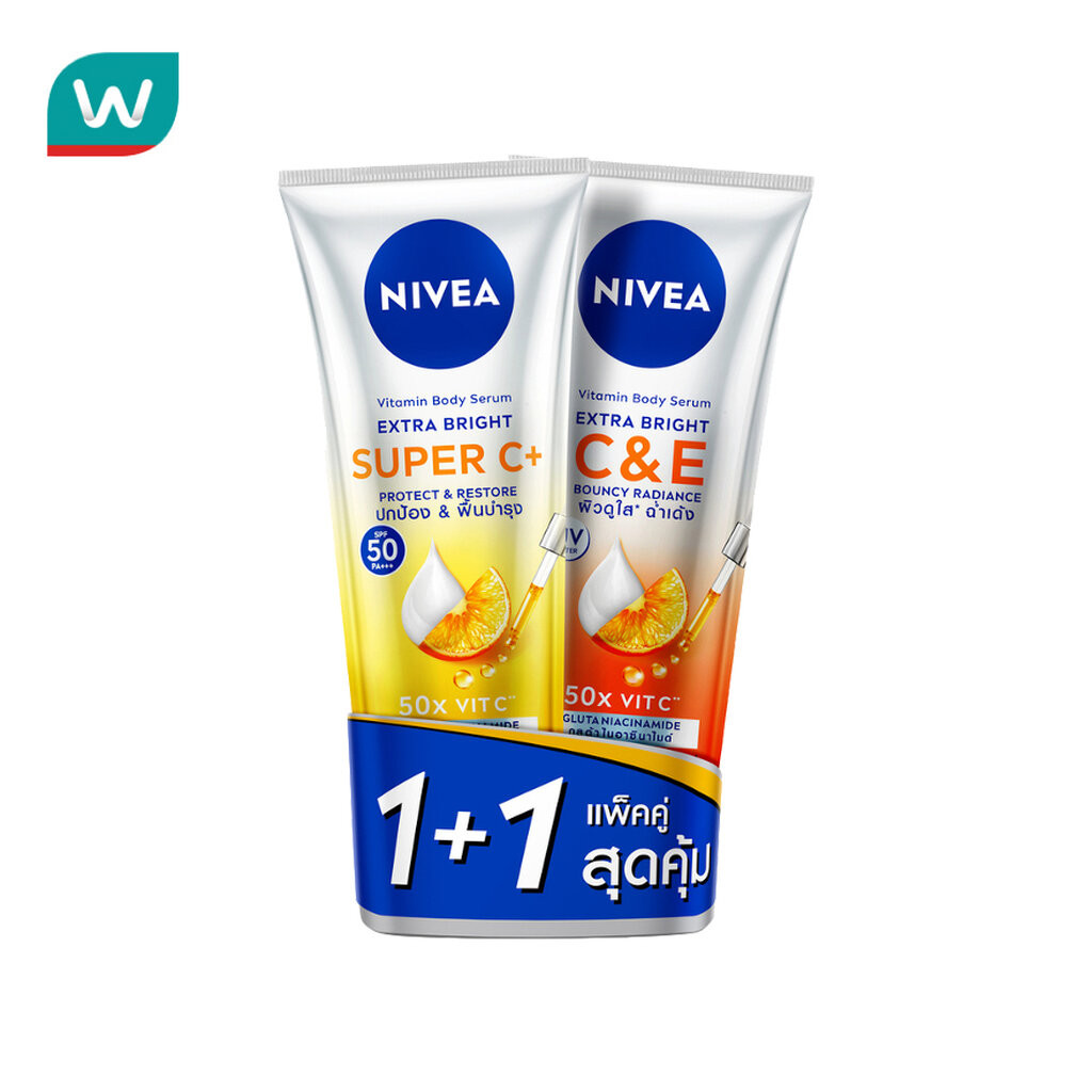 Nivea นีเวีย วิตามิน บอดี้ เซรั่ม เอ็กซ์ตร้า ไบรท์ ซูเปอร์ ซี+ แอนด์ ซี อี 300 มล.แพ็คคู่
