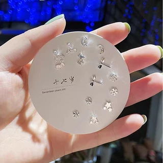 7 คู่เกาหลีแฟชั่น Pearl Four-leaf Clover ต่างหูชุดผู้หญิงนักเรียนเครื่องประดับของขวัญ