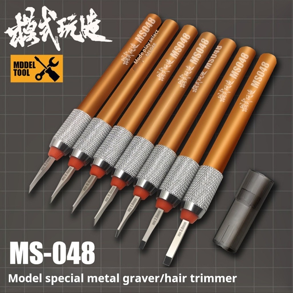 0.15 มม.3 มม.คุณภาพสูงรุ่นโลหะแกะสลักมีด Push มีด MOSHI MS048 สําหรับ Gundam Gunpla GK DIY ทหารงานอดิเรกทําเครื่องมือ Groove Scorring ดัดแปลงมีดแกะสลัก