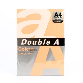 Double A กระดาษสีถ่ายเอกสาร A4 80 แกรม พีช (แพ็ค 100 แผ่น)