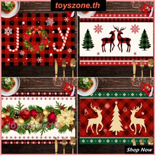 Christmas Table Mat Linen Moisture Proof Durable Desk Fabric Home Decoration Exquisite And Beautiful Storage Cushion (toyszone.th)