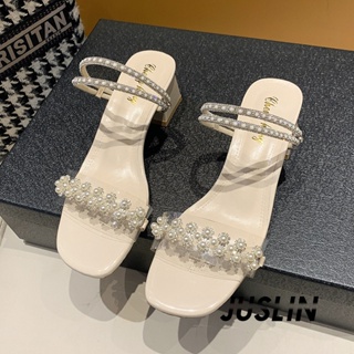 JUSLIN  รองเท้าส้นสูง รองเท้าแตะ รองเท้าส้นสูงผู้หญิง 2023 ใหม่  Chic fashion คุณภาพสูง Stylish B94G0I0 37Z230910