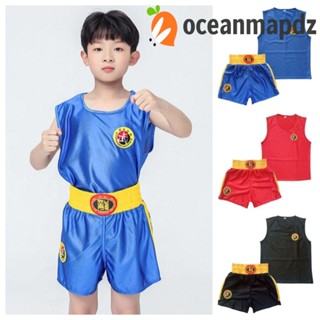 Oceanmapdz MMA มวยไทย กางเกงขาสั้น และเสื้อยืด ชุดยูนิฟอร์ม Sanda มังกรเตะ ชุดชกมวย กีฬา ฟรี ชุดต่อสู้ เสื้อผ้า Wushu กางเกงผู้ชาย