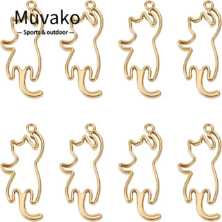 Muvako จี้รูปแมวน่ารัก ธีมเปิด โลหะผสม 47*19 มม. สีทอง สําหรับทําเครื่องประดับ ต่างหู 20 ชิ้น