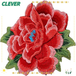 Clever แผ่นผ้าโพลีเอสเตอร์ ปักลายดอกกุหลาบ สีแดง ขนาด 5.9x5.1 นิ้ว ไม่ซีดจางง่าย สําหรับรีดติดเสื้อผ้า กางเกงยีน 4 ชิ้น