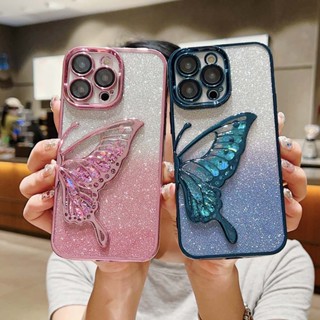 เคสป้องกันโทรศัพท์มือถือ มีทรายไหล กันกระแทก ลายผีเสื้อ หรูหรา สําหรับ iPhone 15PROMAX 11 14PROMAX 13PROMAX 12PROMAX 11PROMAX