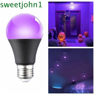 Sweetjohn หลอดไฟ Led 10W 85-265V E26 E27 อะลูมิเนียม สีม่วง ดํา เรืองแสง 360 องศา