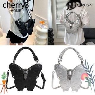 Cherry3 กระเป๋าสะพายไหล่ กระเป๋าถือ หนัง PU ขนาดใหญ่ จุของได้เยอะ ปักลายผีเสื้อ คุณภาพสูง สําหรับนักเรียน