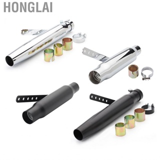 Honglai Motorcycle Exhaust Muffler   Stainless Steel Left To Right Rotating Delicate Surface Powerful Noise Reduction for Motorbike