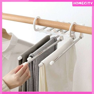 [Ready] [พร้อม] ไม้แขวนสแตนเลสปรับระดับได้5ชั้นเหมาะสำหรับตู้เสื้อผ้าและกางเกงทุกประเภท