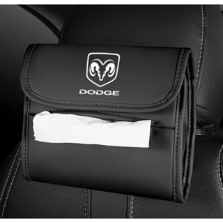 DODGE LOGO tissue bag Charger RAM car seat rear hanging storage box sun visor hanging leather tissue bag