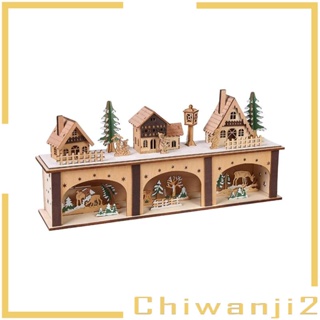 [Chiwanji2] ฟิกเกอร์บ้านไม้ มีไฟ LED เรืองแสง สําหรับตกแต่งบ้าน เทศกาลคริสต์มาส