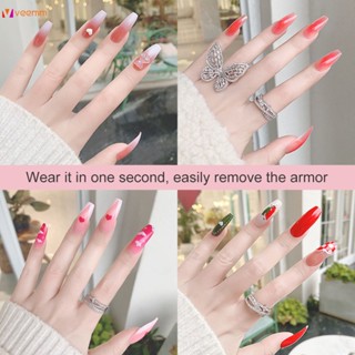 Nail Art Long Trapezoid Blush Chain Checkerboard Camellia Wearable Nail Art veemm