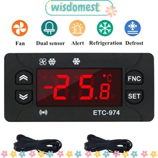 WISDOMEST เครื่องควบคุมอุณหภูมิ 220V ระบบเซนเซอร์คู่ สําหรับตู้เย็น