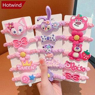 Hotwind ยางรัดผม ยืดหยุ่นสูง ลายการ์ตูนดอกไม้น่ารัก ทนทาน เครื่องประดับผม สําหรับเด็ก 5 ชิ้น ต่อชุด L8V4