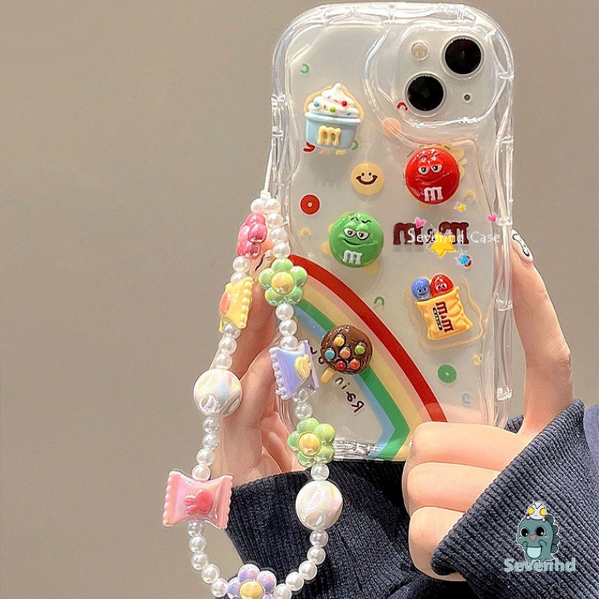 เคสนิ่ม ขอบโค้ง ลายการ์ตูนคลื่น 3D สีรุ้ง สําหรับ iPhone 15 14 13 12 11 Pro Max X Xr Xs 8 7 6 Plus SE 2020