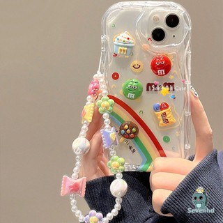 เคสนิ่ม ขอบโค้ง ลายการ์ตูนคลื่น 3D สีรุ้ง สําหรับ iPhone 14 13 12 11 Pro Max X Xr Xs 8 7 6 Plus SE 2020
