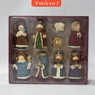 [Amleso1] ฟิกเกอร์ รูปปั้นครอบครัว mas Brith of Figurine Manger mas Holy สําหรับตกแต่งบ้าน 10 ชิ้น