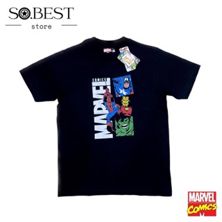 เสื้อยืด Marvel 4 Avenger สกรีนหน้า ผ้าสีดำ (ลิขสิทธิ์แท้ มาร์เวล)