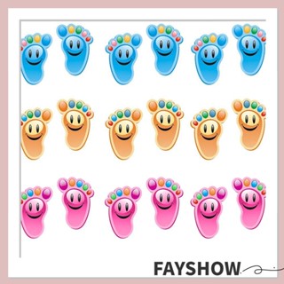 Fay สติกเกอร์ไวนิล ลายรอยเท้าเด็ก หน้ายิ้มน่ารัก มีกาวในตัว สําหรับติดตกแต่งพื้นเนอสเซอรี่เด็ก 30 คู่