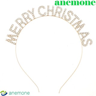 Anemone ที่คาดผม โลหะผสม ลายตัวอักษร Merry Christmas สไตล์เกาหลี สําหรับผู้หญิง