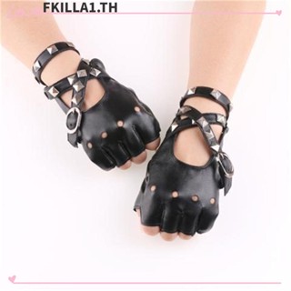 FACCFKI ถุงมือหนัง ประดับหมุด สําหรับขี่จักรยาน