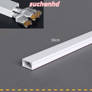 Suchenhd ฝาครอบสายไฟ แบบติดผนัง มีกาวในตัว ทรงสี่เหลี่ยม ทนทาน สําหรับจัดระเบียบสายเคเบิ้ล คอนซีลเลอร์