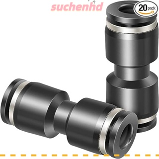 Suchenhd อุปกรณ์เชื่อมต่อนิวเมติก PU6 เชื่อมต่อเร็ว สีดํา 1/4 นิ้ว 20 ชิ้น