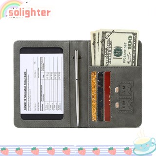 SOLIGHTER Rfid ปกหนังสือเดินทาง เดินทาง ยางยืด หนัง จัดระเบียบเอกสาร