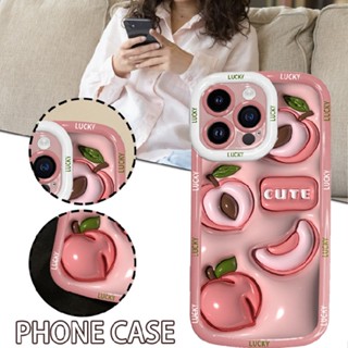 Cute Peach Apple Phone Case Protective Case for iPhone 12/13/14/Pro/Plus/ProMax