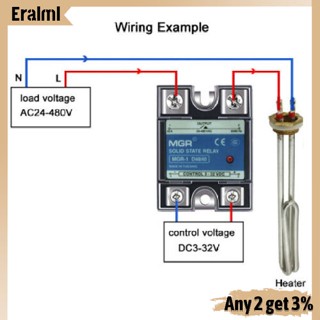 Eralml 40A 3-32VDC to 24-480V AC โซลิดสเตทรีเลย์ SSR + ฝาครอบใส