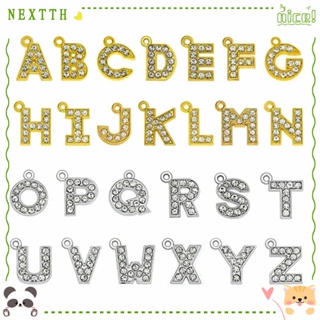 Nextth จี้ตัวอักษร A-Z ประดับเพชรเทียม อัลลอย สีทอง สีเงิน สําหรับทําเครื่องประดับ