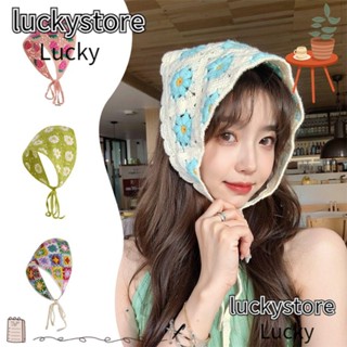 Lucky ที่คาดผม ผ้าถักโครเชต์ ลายดอกเดซี่น้อยน่ารัก ทรงสามเหลี่ยม แฮนด์เมด สําหรับเด็กผู้หญิง Y2k