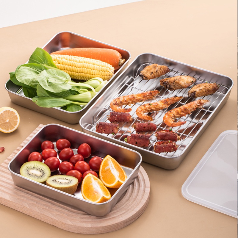 ตะแกรงบาร์บีคิวสแตนเลส304 พร้อมถาดรองน้ำมัน 3ขนาด S/M/L มีด้ามจับ แข็งแรงทนทาน - รูปที่ 6