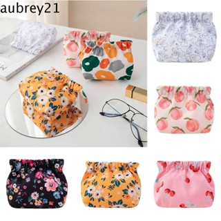 Aubrey1 กระเป๋าเครื่องสําอาง กระเป๋าใส่เหรียญ พิมพ์ลายดอกไม้ เชอร์รี่ น่ารัก สร้างสรรค์ สําหรับเดินทาง