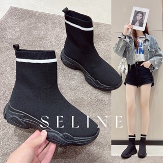 SELINE แฟชั่นรองเท้า บูท รองเท้าบูทยาว ไซส์ใหญ่ รองเท้า boots ยืดหยุ่น อ่อน บุนวมนุ่ม ขี้ขลาด FMT2390QLU37Z230911