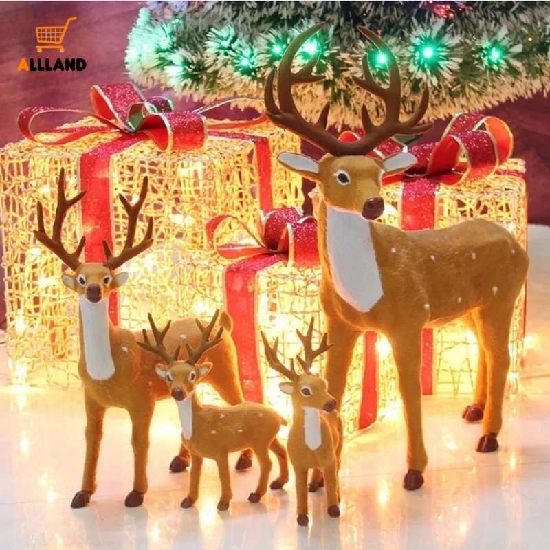 [Xmas Favorite] ตุ๊กตากวางเอลก์ คริสต์มาสจําลอง คริสตัล กวางเรนเดียร์ สําหรับตกแต่งบ้าน สวน ต้นคริสต์มาส ปีใหม่
