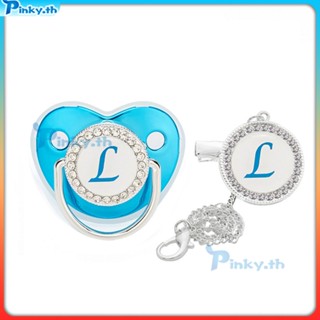 New 26 Letter Blue Baby Dot Diamond Pacifier Baby Letter Brilliant Comfort จุกนม (pinky.th)