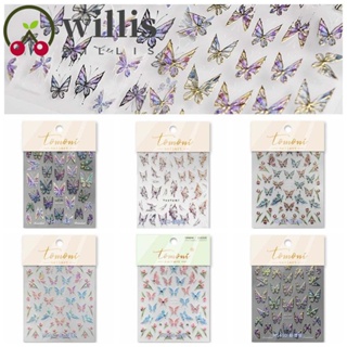 Willis สติกเกอร์คริสตัล พลอยเทียม รูปผีเสื้อ สีบรอนซ์ สําหรับตกแต่งเล็บ DIY