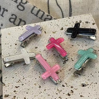 Handmade Shiny Crystal Cross Hair Clip for Girls New Cartoon Y2K Millennium Spicy Girl Hair Clip with Broken Hair Clips and Hair Accessories