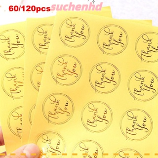 Suchenhd สติกเกอร์ใส ทรงกลม ลาย Thank You แฮนด์เมด สําหรับตกแต่งเบเกอรี่ ปาร์ตี้ 60 120 ชิ้น