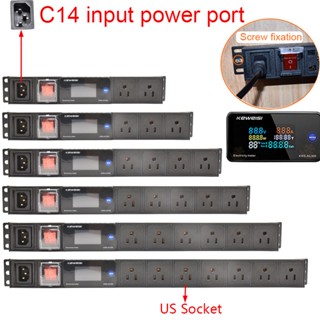 รางปลั๊กไฟ PDU ซ็อกเก็ต US 2-14 ปลั๊ก EU C14 สายยาว 1.5 เมตร สําหรับติดผนัง ตู้ เดสก์ท็อป โวลต์มิเตอร์ แอมมิเตอร์ พาวเวอร์ และมิเตอร์ อินพุตพลังงาน C14