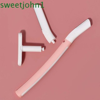 Sweetjohn เครื่องโกนขนคิ้ว สเตนเลส สีชมพู ปลอดภัย สําหรับแต่งหน้า