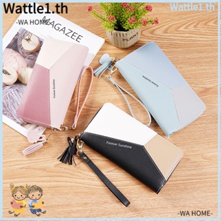 Wttle กระเป๋าสตางค์ หนัง PU ทรงเรขาคณิต ประดับพู่ ใส่บัตรเครดิตได้ สําหรับผู้หญิง